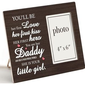 Brown Wooden Photo Frame with Sentimental Quote - Daddy Daughter